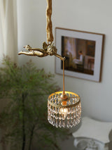 Antique Baroque Angel Crystal Pendant Light Brass Chandelier for Bedroom and Living Room