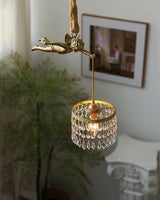 Antique Baroque Angel Crystal Pendant Light Brass Chandelier for Bedroom and Living Room