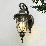 Antique Black Outdoor Wall Light Waterproof Lantern with Seeded Glass for Garden