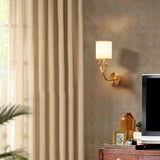 Antique Brass Deer Head Wall Sconce with Linen Shade Elegant Indoor Animal Wall Lighting