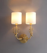 Antique Brass Deer Head Wall Sconce with Linen Shade Elegant Indoor Animal Wall Lighting