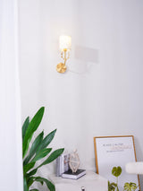 Antique Brass Deer Head Wall Sconce with Linen Shade Elegant Indoor Animal Wall Lighting