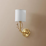 Antique Brass Deer Head Wall Sconce with Linen Shade Elegant Indoor Animal Wall Lighting