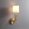 Antique Brass Deer Head Wall Sconce with Linen Shade Elegant Indoor Animal Wall Lighting