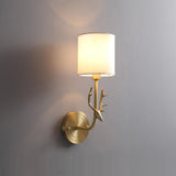 Antique Brass Deer Head Wall Sconce with Linen Shade Elegant Indoor Animal Wall Lighting