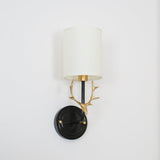 Antique Brass Deer Head Wall Sconce with Linen Shade Elegant Indoor Animal Wall Lighting