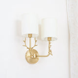Antique Brass Deer Head Wall Sconce with Linen Shade Elegant Indoor Animal Wall Lighting