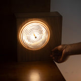 Antique Camera Inspired Wall Sconce with Cherry Wood Panel and Ribbed Glass Shade