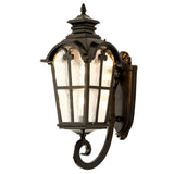 Antique European Style Waterproof Outdoor Wall Sconce Black Exterior Lantern with Tempered Glass