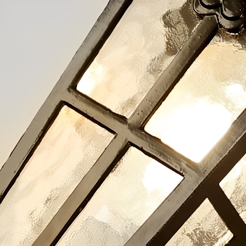Antique European Style Waterproof Outdoor Wall Sconce Black Exterior Lantern with Tempered Glass