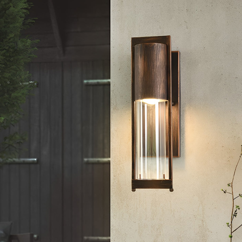 Antique Finish Waterproof Glass Outdoor Wall Sconce Lamp for Patio Courtyard and Exterior Lighting