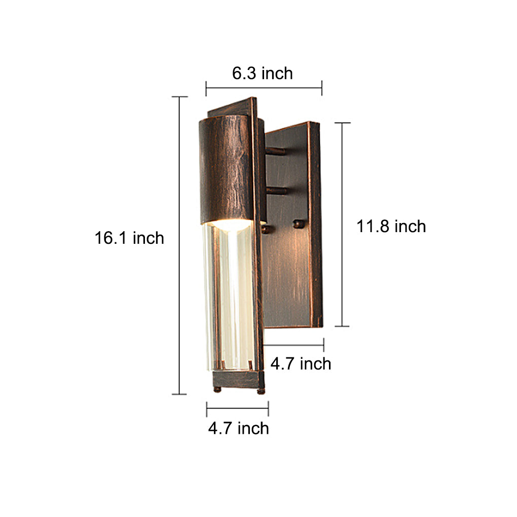 Antique Finish Waterproof Glass Outdoor Wall Sconce Lamp for Patio Courtyard and Exterior Lighting