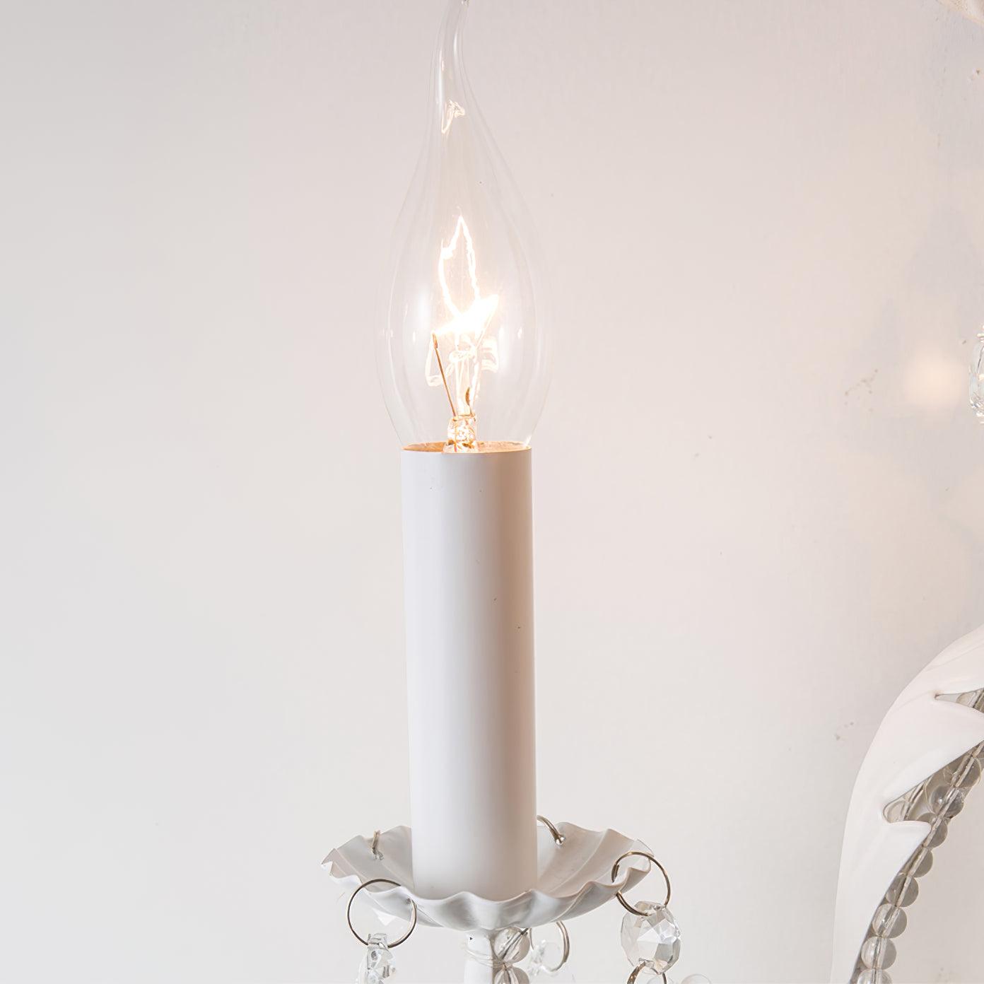 Antique White Floral Crystal Candle Wall Sconces Set of 2 Botanical Wall Lamps