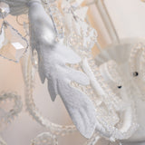 Antique White Floral Crystal Candle Wall Sconces Set of 2 Botanical Wall Lamps