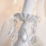 Antique White Floral Crystal Candle Wall Sconces Set of 2 Botanical Wall Lamps