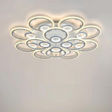 Modern Geometric Ring LED Flush Mount Ceiling Light for Bedroom Living Room White Metal Nordic Style