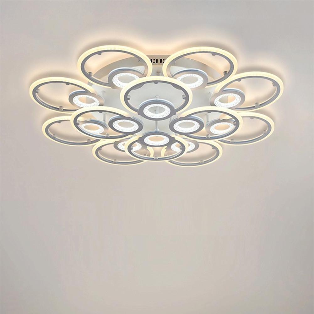Modern Geometric Ring LED Flush Mount Ceiling Light for Bedroom Living Room White Metal Nordic Style