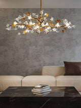 Aosta Crystal Flower Branch Chandelier Brass Luxury Ceiling Light Fixture for Dining Room