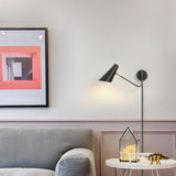 Apex Adjustable Swing Arm Wall Sconce Plug In Light with Conical Steel Shade in Black and Gold