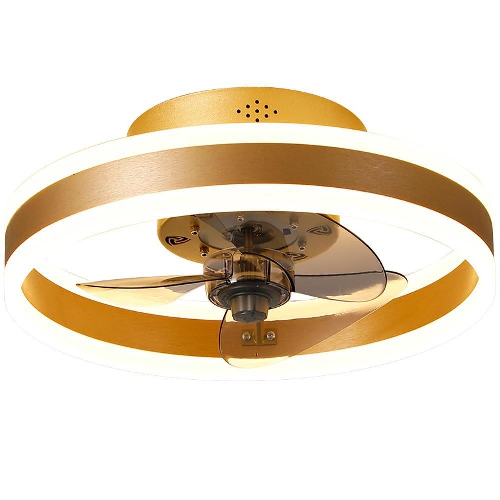 Modern 16 Inch Flush Mount Ceiling Fan with Dimmable LED Lighting