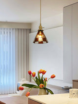 Arabic Style Mosaic Drop Pendant Lamp with Hand Blown Glass and Brass Finish