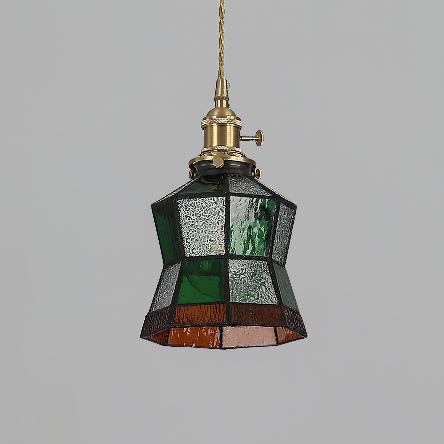 Arabic Style Mosaic Drop Pendant Lamp with Hand Blown Glass and Brass Finish