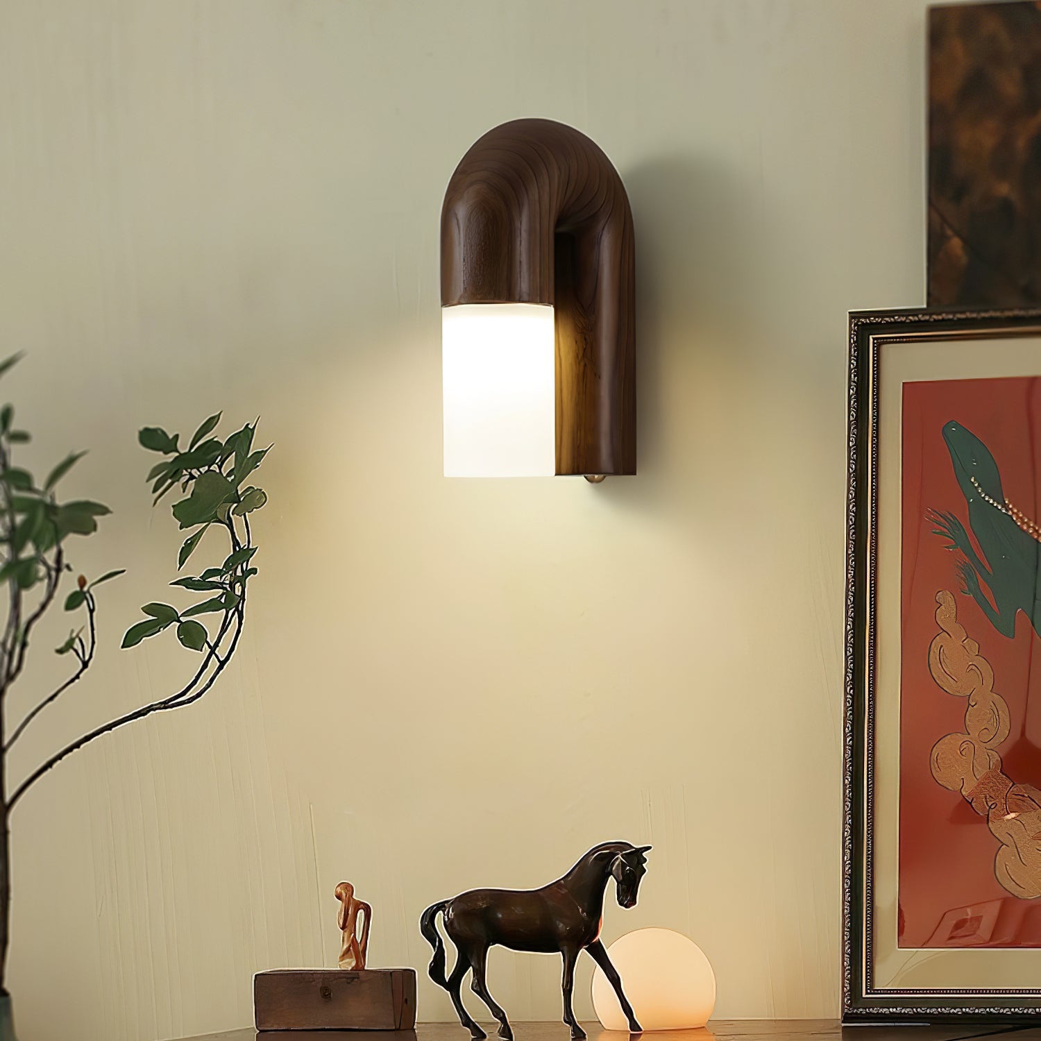 Arcus Modern Curved Wood Wall Sconce Integrated LED Lighting for Bedroom and Hallway