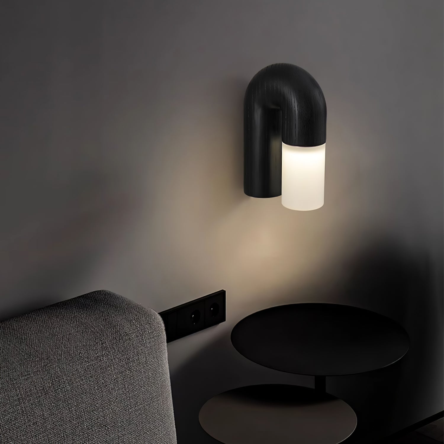 Arcus Modern Curved Wood Wall Sconce Integrated LED Lighting for Bedroom and Hallway