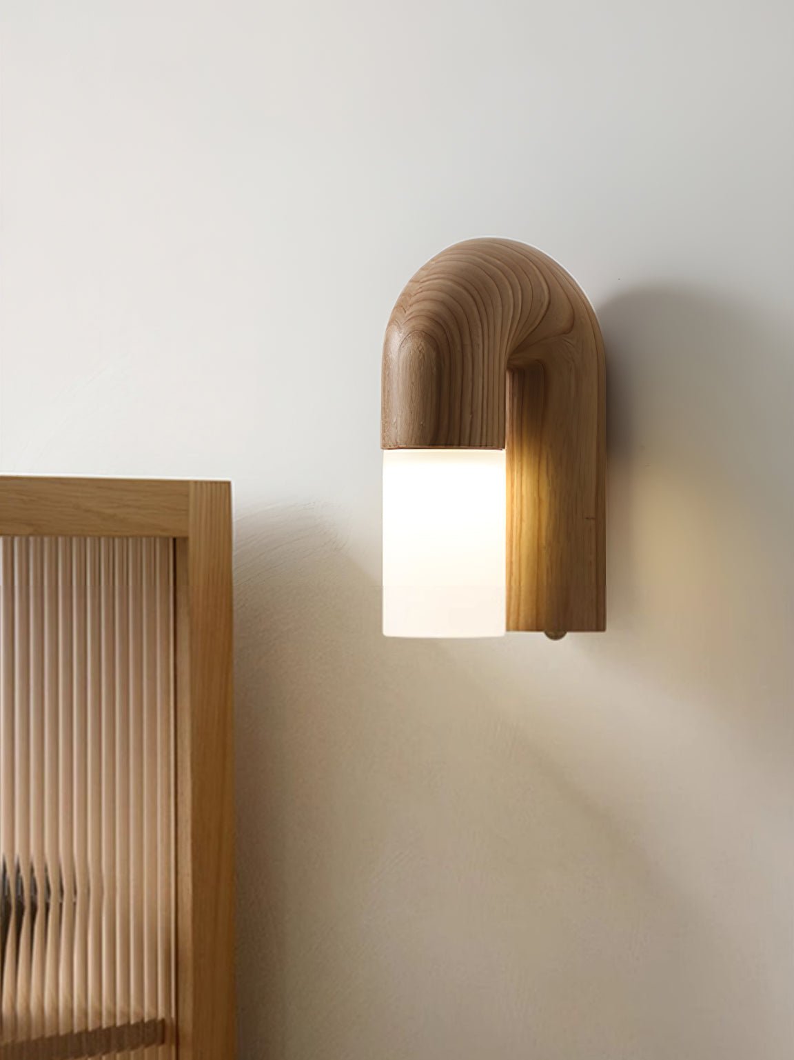 Arcus Modern Curved Wood Wall Sconce Integrated LED Lighting for Bedroom and Hallway