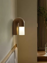 Arcus Modern Curved Wood Wall Sconce Integrated LED Lighting for Bedroom and Hallway