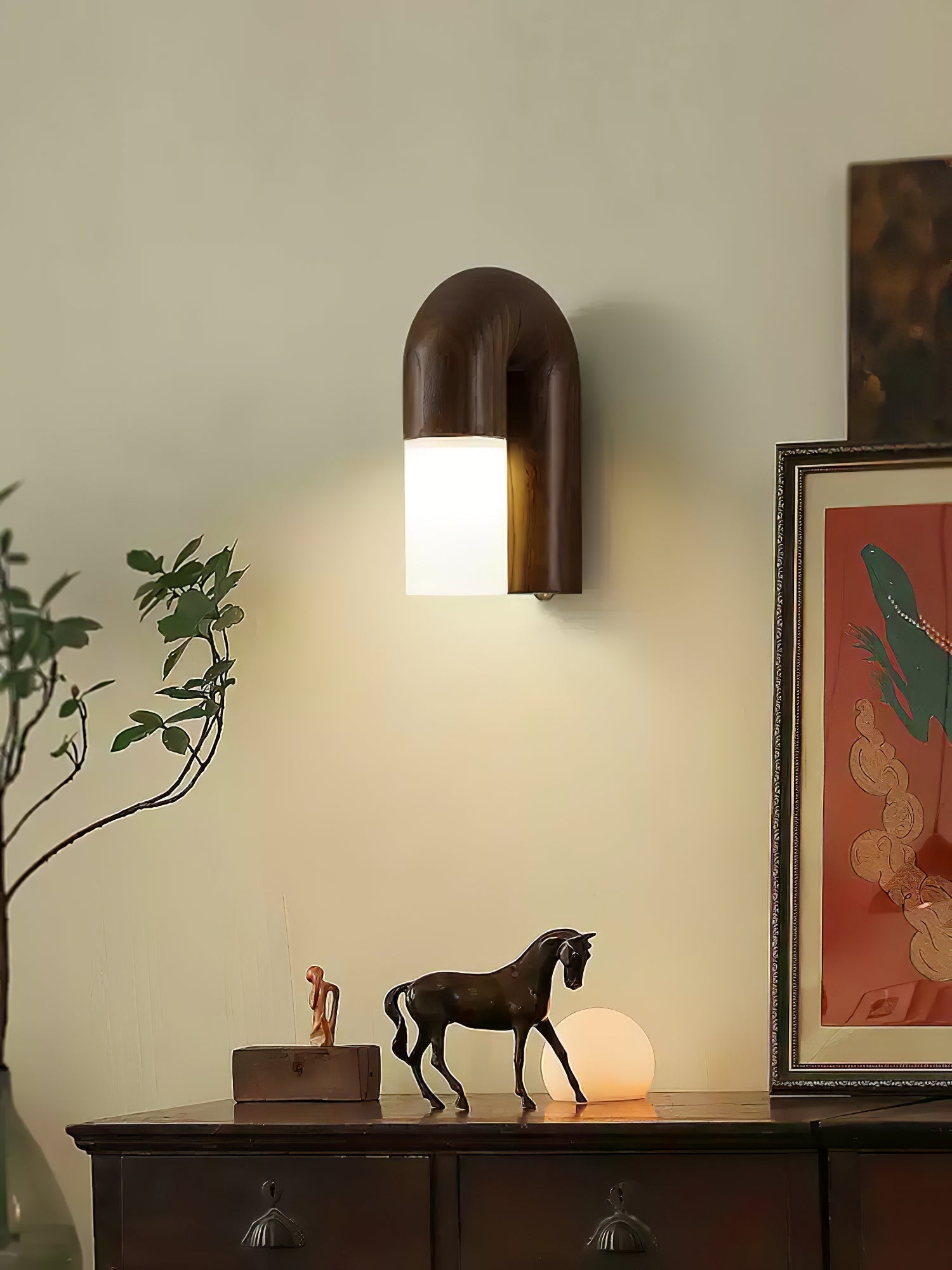 Arcus Modern Curved Wood Wall Sconce Integrated LED Lighting for Bedroom and Hallway