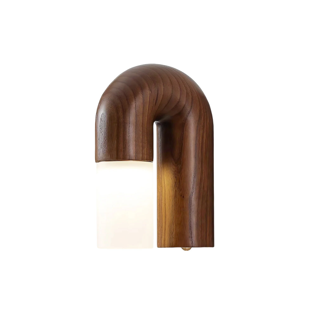 Arcus Modern Curved Wood Wall Sconce Integrated LED Lighting for Bedroom and Hallway