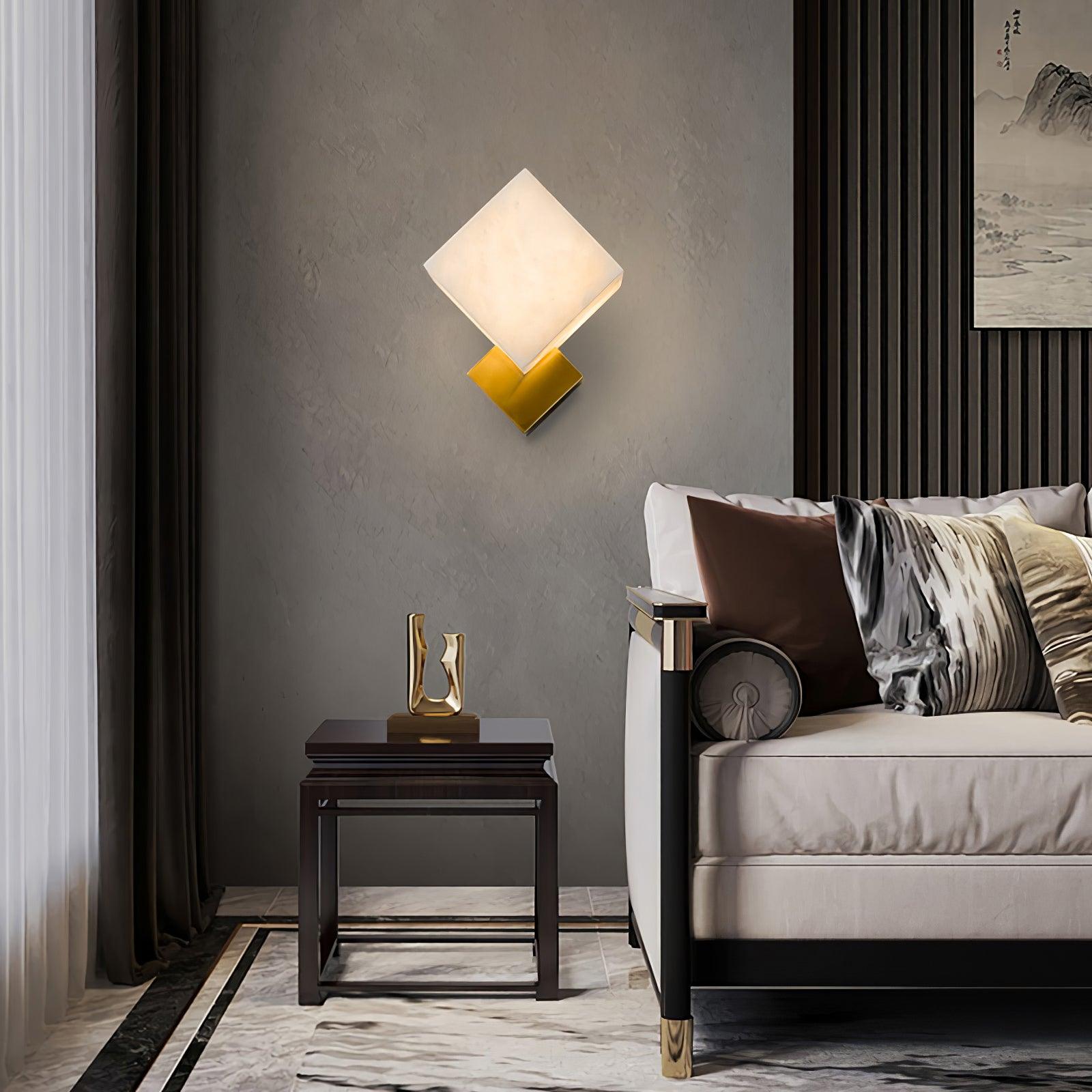 Art Deco Alabaster and Brass Wall Sconce Set of 2 Luxury Gatsby Style Indoor Lighting