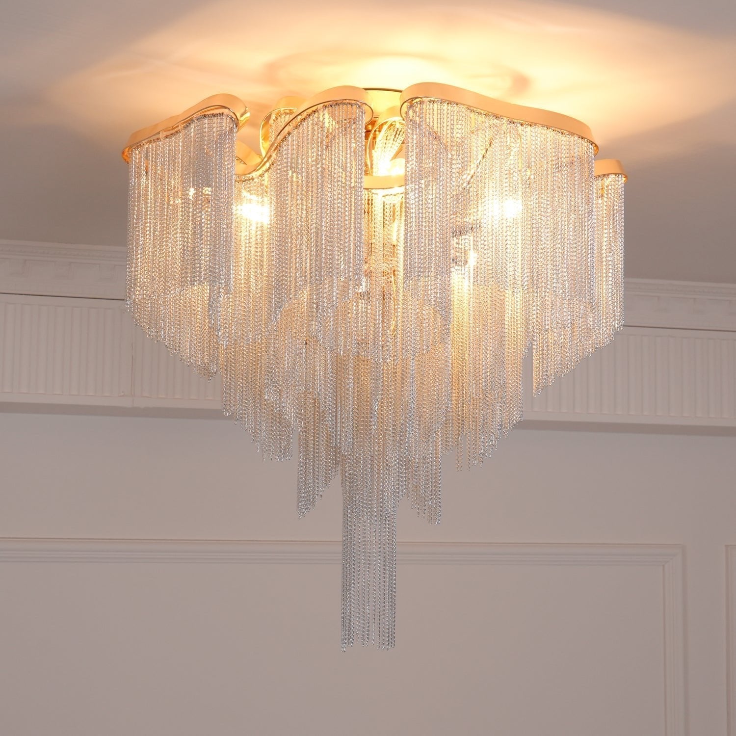 art-deco-aluminum-chain-tassel-semi-flush-mount-ceiling-chandelier-in-gold-and-silver