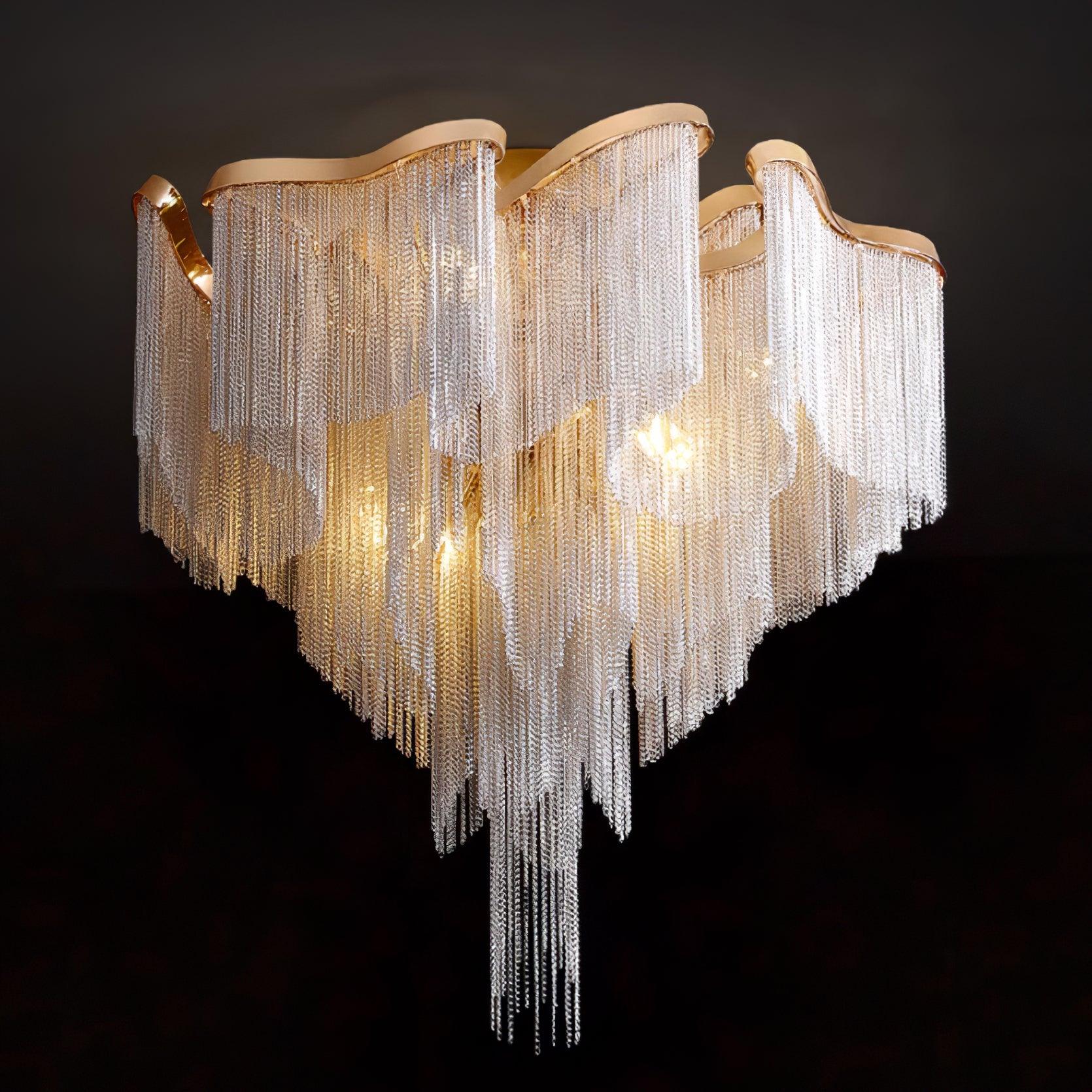art-deco-aluminum-chain-tassel-semi-flush-mount-ceiling-chandelier-in-gold-and-silver