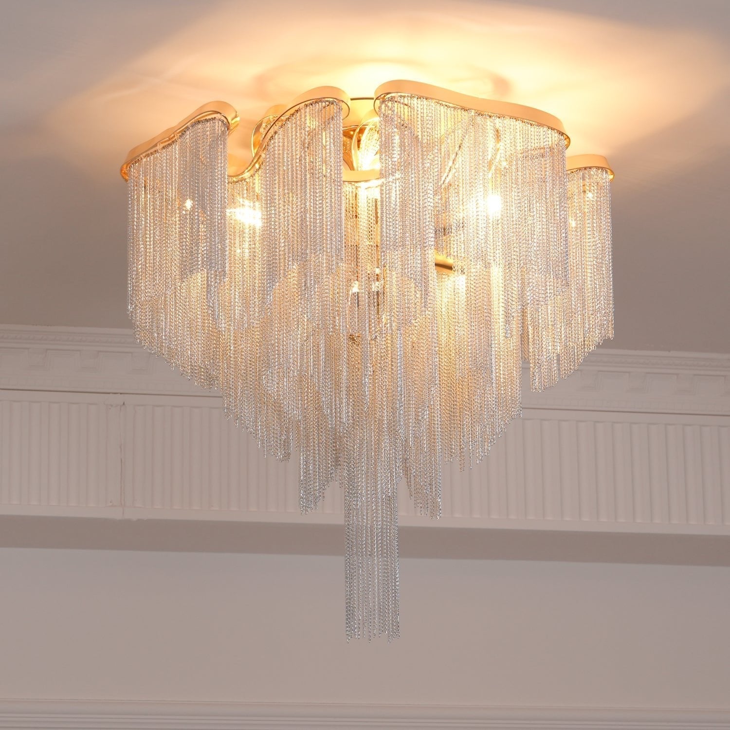 art-deco-aluminum-chain-tassel-semi-flush-mount-ceiling-chandelier-in-gold-and-silver