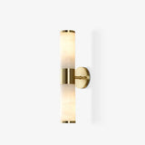 Art Deco Cylinder Alabaster Wall Sconce Luxury Antique Brass Finish Sconce Lighting