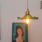 Art Nouveau Glass Hibiscus Flower Swag Pendant Light with Plug for Indoor Decor