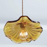 Art Nouveau Glass Hibiscus Flower Swag Pendant Light with Plug for Indoor Decor