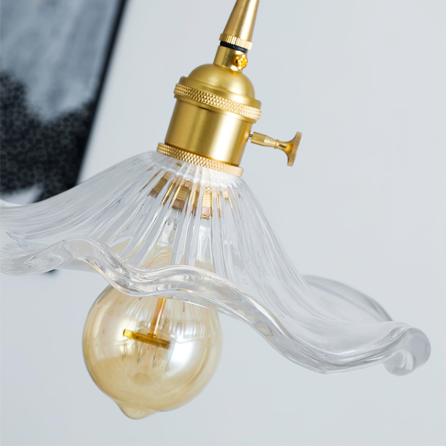 Art Nouveau Glass Hibiscus Flower Swag Pendant Light with Plug for Indoor Decor