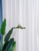 Art Nouveau Glass Hibiscus Flower Swag Pendant Light with Plug for Indoor Decor