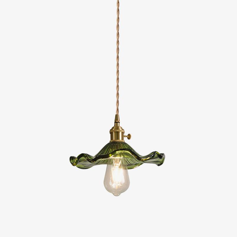 Art Nouveau Glass Hibiscus Flower Swag Pendant Light with Plug for Indoor Decor