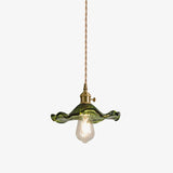Art Nouveau Glass Hibiscus Flower Swag Pendant Light with Plug for Indoor Decor