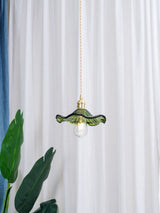 Art Nouveau Glass Hibiscus Flower Swag Pendant Light with Plug for Indoor Decor
