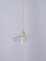 Art Nouveau Glass Hibiscus Flower Swag Pendant Light with Plug for Indoor Decor