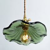 Art Nouveau Glass Hibiscus Flower Swag Pendant Light with Plug for Indoor Decor