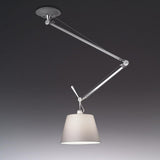 Articulated Arm Pendant Lighting Modern Rotatable Ceiling Drop Light with White Fabric Shade