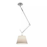 Articulated Arm Pendant Lighting Modern Rotatable Ceiling Drop Light with White Fabric Shade
