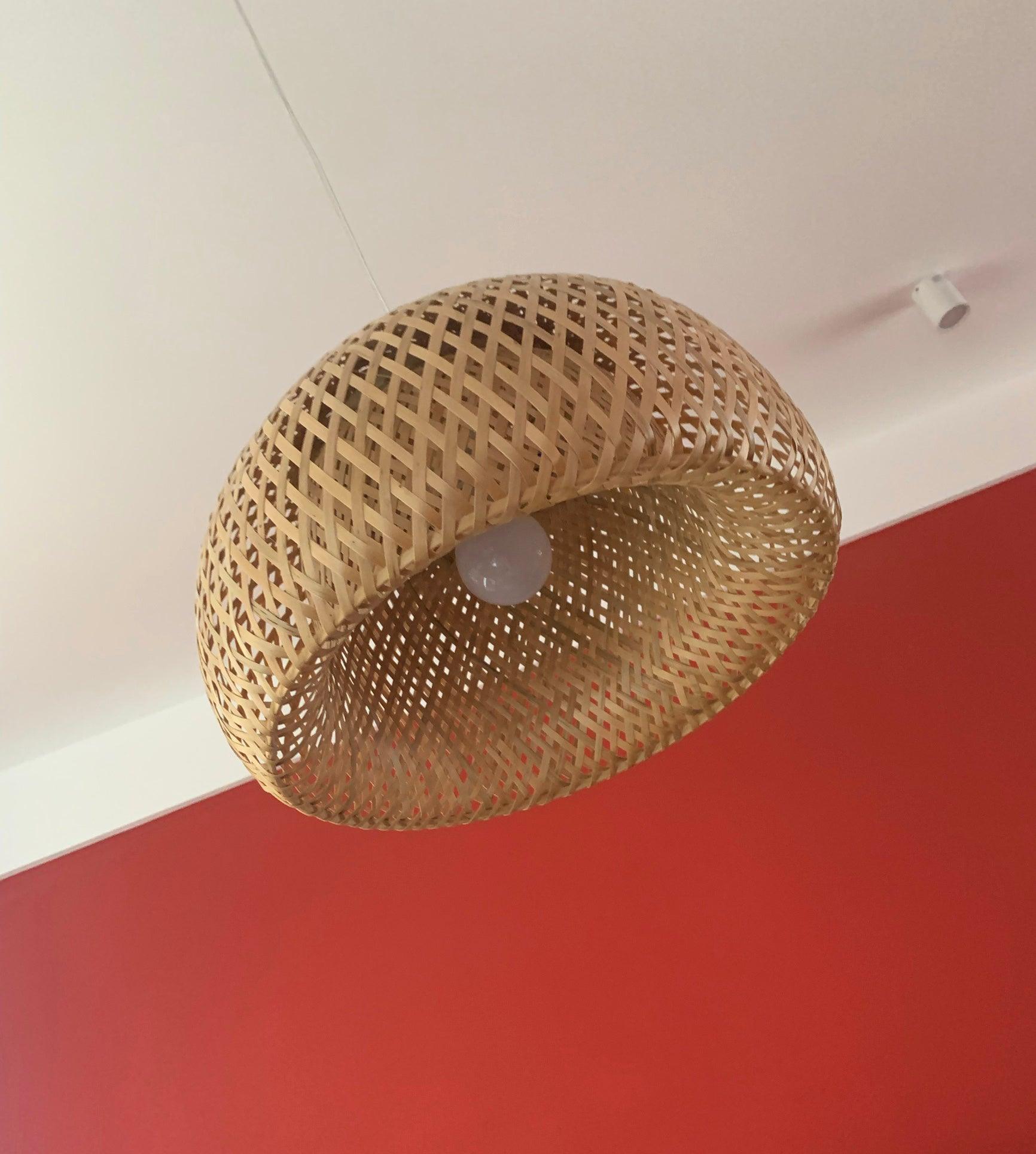 Artisan Hand Woven Bamboo Pendant Light Natural Sustainable Rattan Style Ceiling Fixture