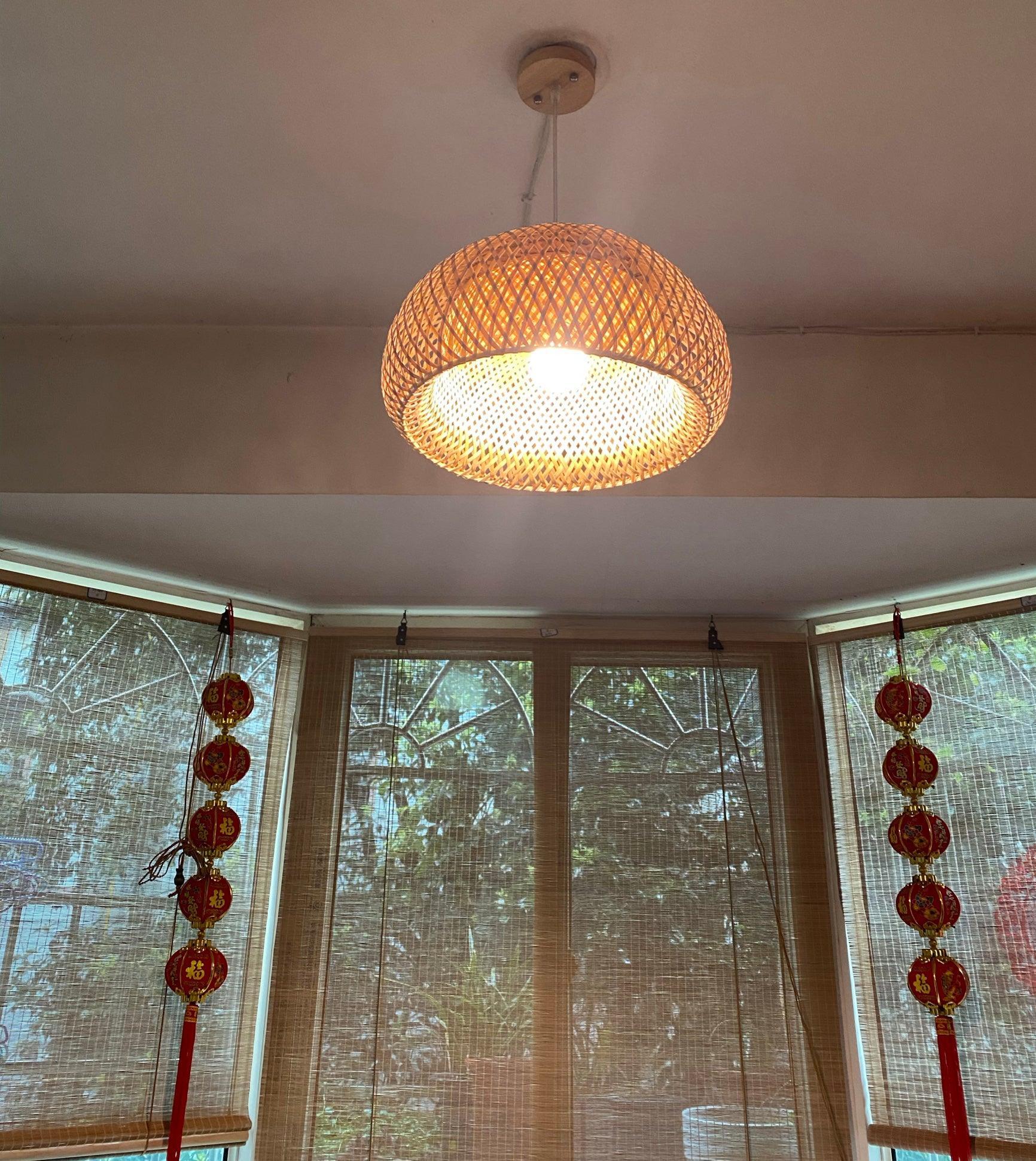 Artisan Hand Woven Bamboo Pendant Light Natural Sustainable Rattan Style Ceiling Fixture